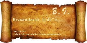 Braunstein Irén névjegykártya